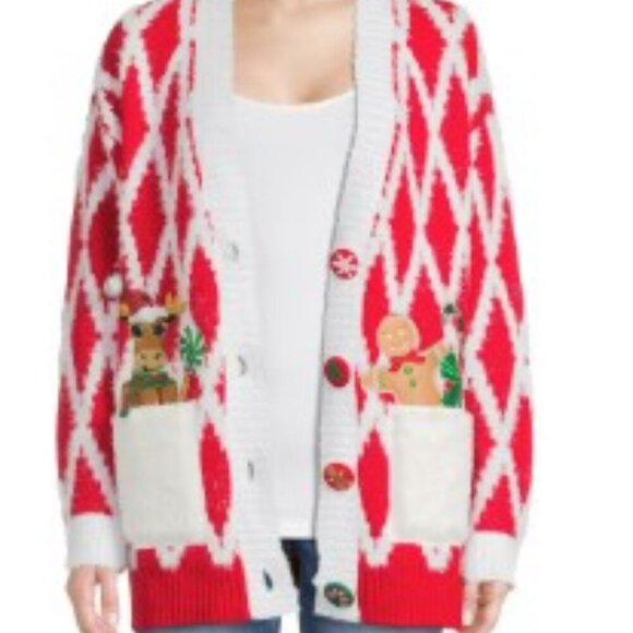 CHRISTMAS BOYFRIEND OVERSIZED CARDIGAN PARTY COSPLAY REINDEER GINGERBREAD - Picture 7 of 11